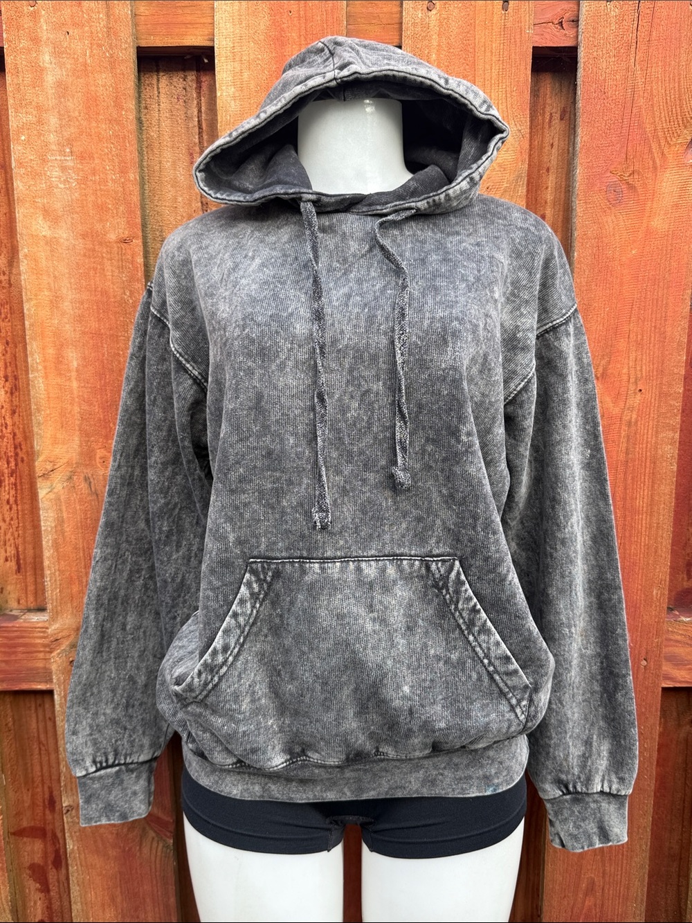 Colortone Black Mineral Wash Hoodie Pullover Vintage Acid Wash Size S